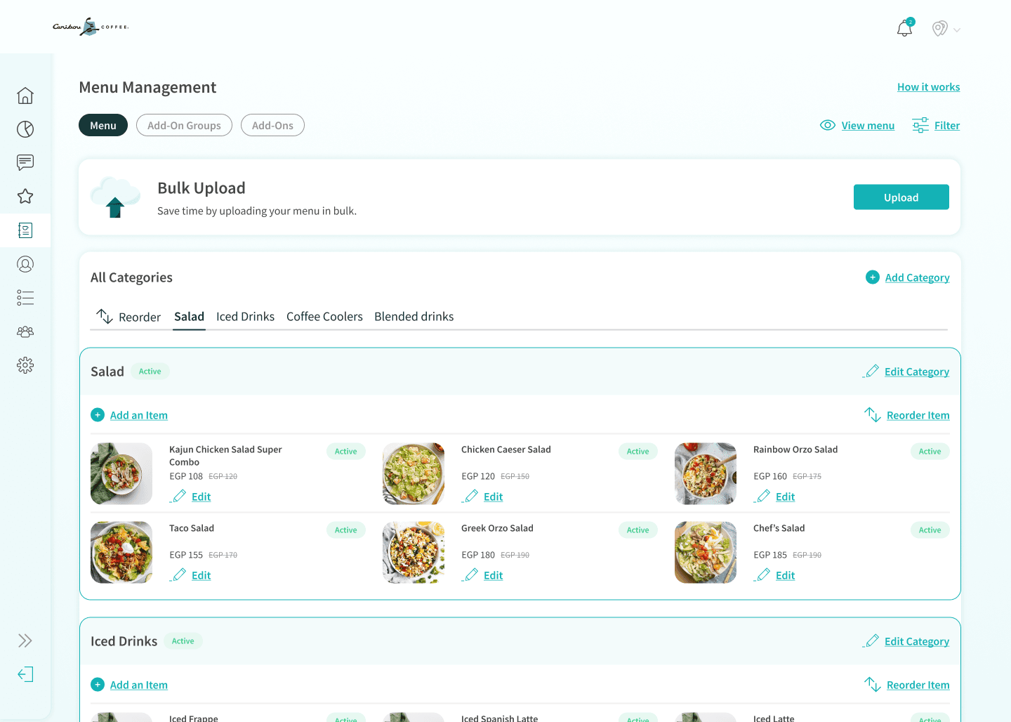 Menu Management